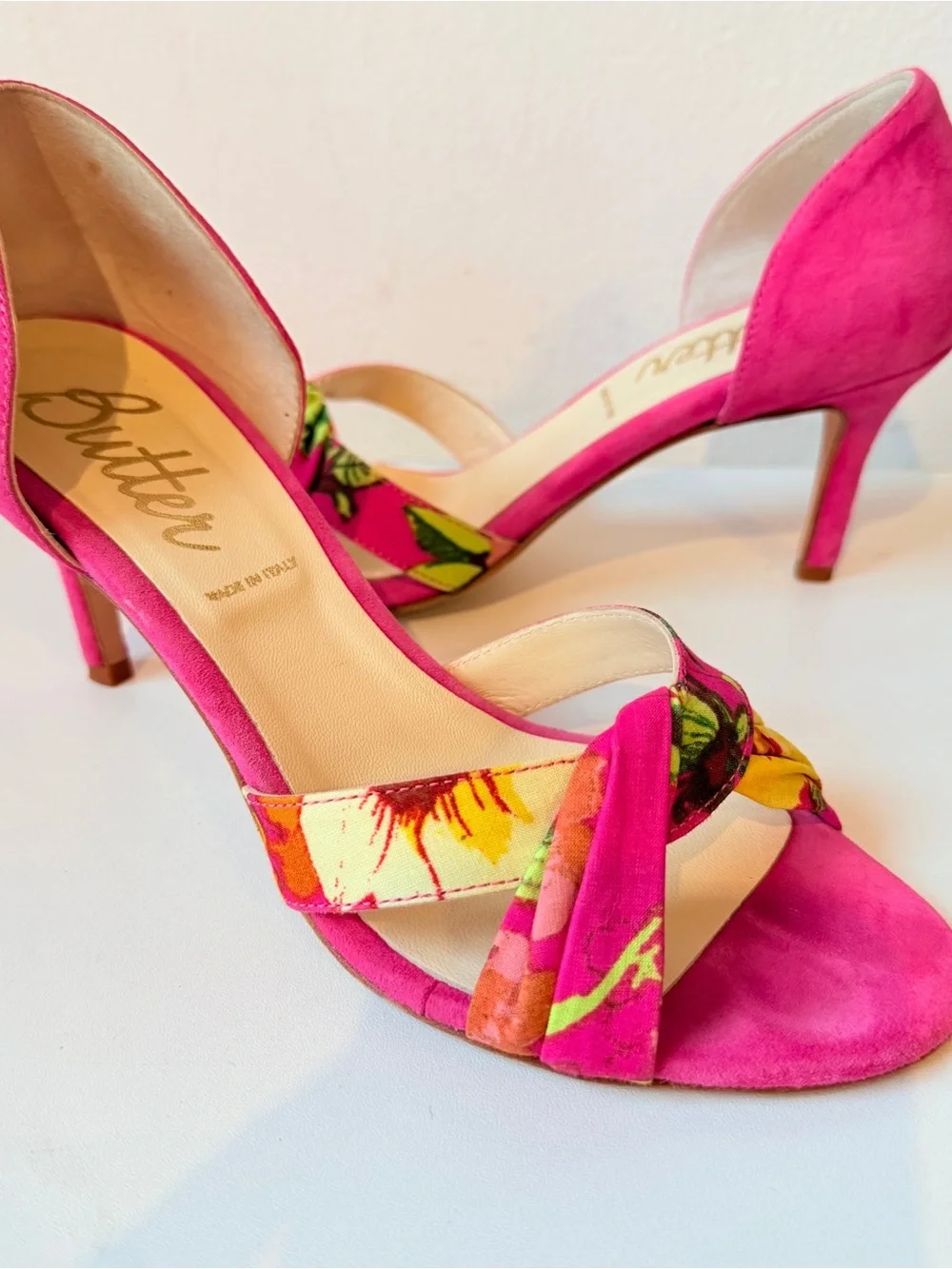 Butter Hot Pink Percy Floral Peep Toe Pump/Sandal Size 6.5
